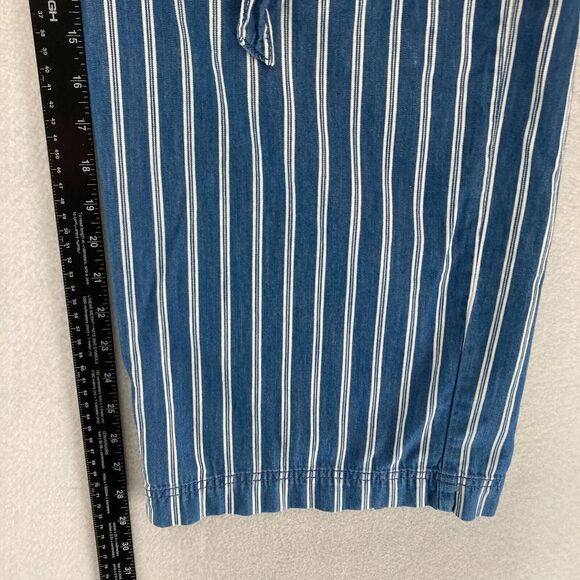 American Eagle Wide Leg Ankle Pants Women's 6 Blue White Striped Tie Waist Beach - Picture 9 of 13